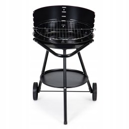 Round garden grill with adjustable grate height