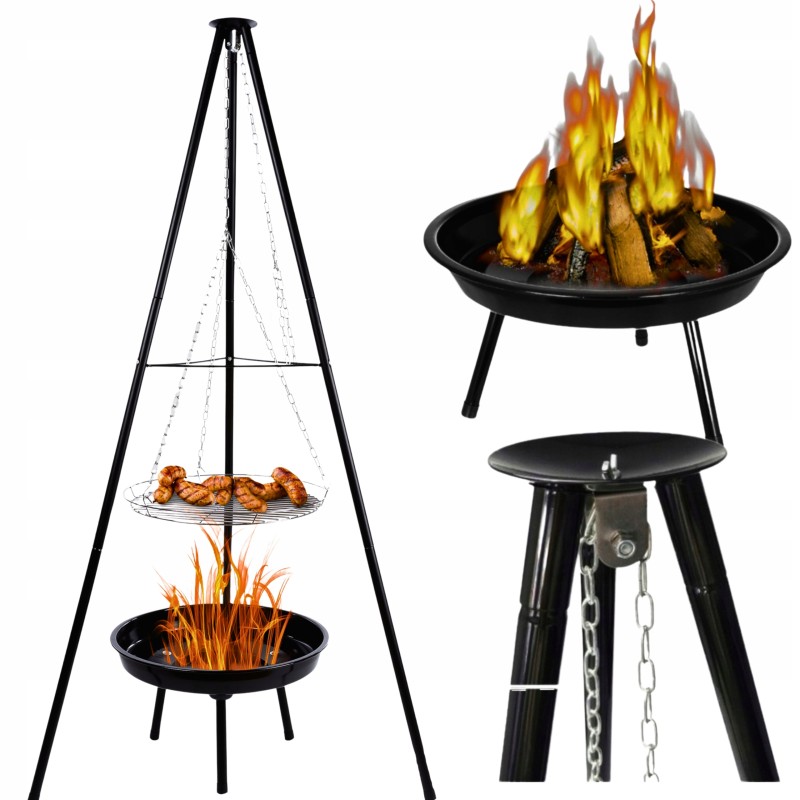 ⭐ Sodo kepsninė su anglimis, stabilus trikojis, 2 viename laužavietė ⭐