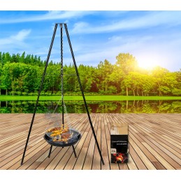 ⭐ Sodo kepsninė su anglimis, stabilus trikojis, 2 viename laužavietė ⭐