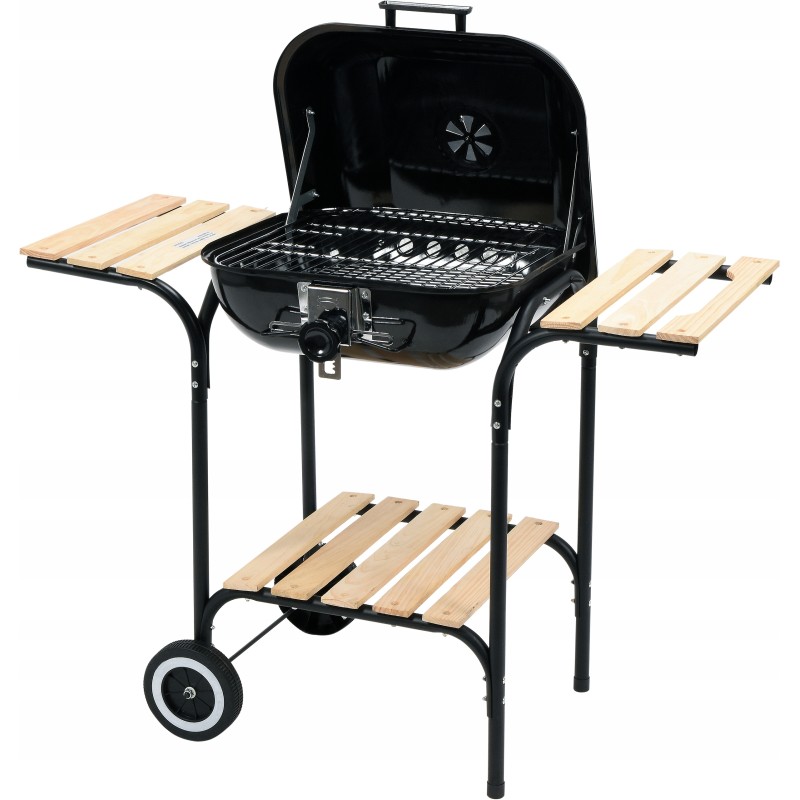 Anglies kepsninė su dangteliu ir medinėmis lentynomis, 45x40cm