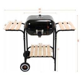 Anglies kepsninė su dangteliu ir medinėmis lentynomis, 45x40cm