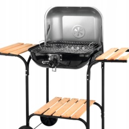 Anglies kepsninė su dangteliu ir medinėmis lentynomis, 45x40cm