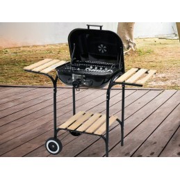 Anglies kepsninė su dangteliu ir medinėmis lentynomis, 45x40cm