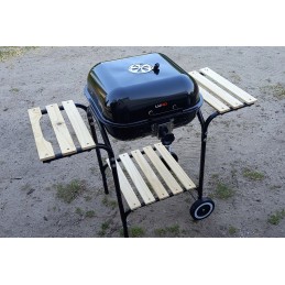 Anglies kepsninė su dangteliu ir medinėmis lentynomis, 45x40cm