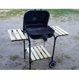 Anglies kepsninė su dangteliu ir medinėmis lentynomis, 45x40cm