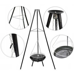 ⭐ Sodo kepsninė su anglimis, stabilus trikojis, 2 viename laužavietė ⭐