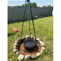 ⭐ Sodo kepsninė su anglimis, stabilus trikojis, 2 viename laužavietė ⭐