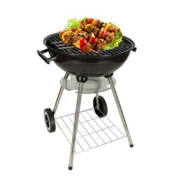 Nešiojama sodo kepsninė, didelė anglies kepsninė, dangtis, grotelės, pelenų padėklas, lentyna