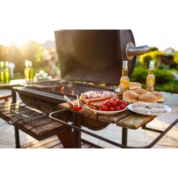 Nešiojama sodo kepsninė, didelė anglies kepsninė, dangtis, grotelės, pelenų padėklas, lentyna