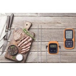 Belaidis mėsos rūkymo termometras su 2 zondais
