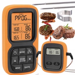 Belaidis mėsos rūkymo termometras su 2 zondais