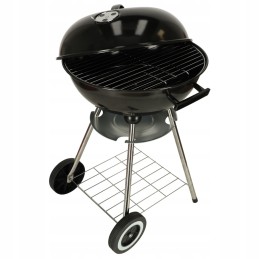 Garden charcoal grill for briquettes, closed, with cover, ventilation and shelf