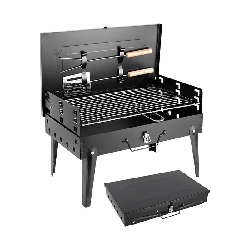 Turistinis grilis, nešiojamas, sulankstomas, stovyklavimo lagaminas su priedais