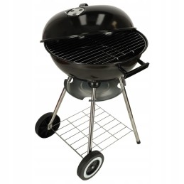 Charcoal garden grill grate with cover ventilation shelf wheels