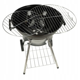 Grilis su anglimis, grotelės su dangteliu, ventiliacija, lentyna, ratukai