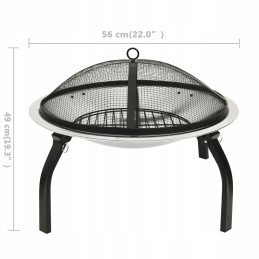 Vidaxl židinys ir grilis 2 viename su pokerio 56x56x49 cm plienu