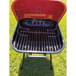 Nešiojama sodo anglių kepsninė ant ratų su grotelių dangteliu