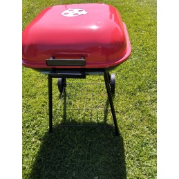 Nešiojama sodo anglių kepsninė ant ratų su grotelių dangteliu