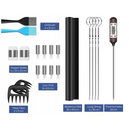 Priedų rinkinys kepsninės priedai kepsninės reikmenys plieninių žnyplių dėklas