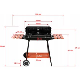 Grilis su anglimis su lentynomis, grotelės 53x33cm