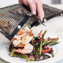 2x bag of mesh grill bags grill 27x25cm reusable
