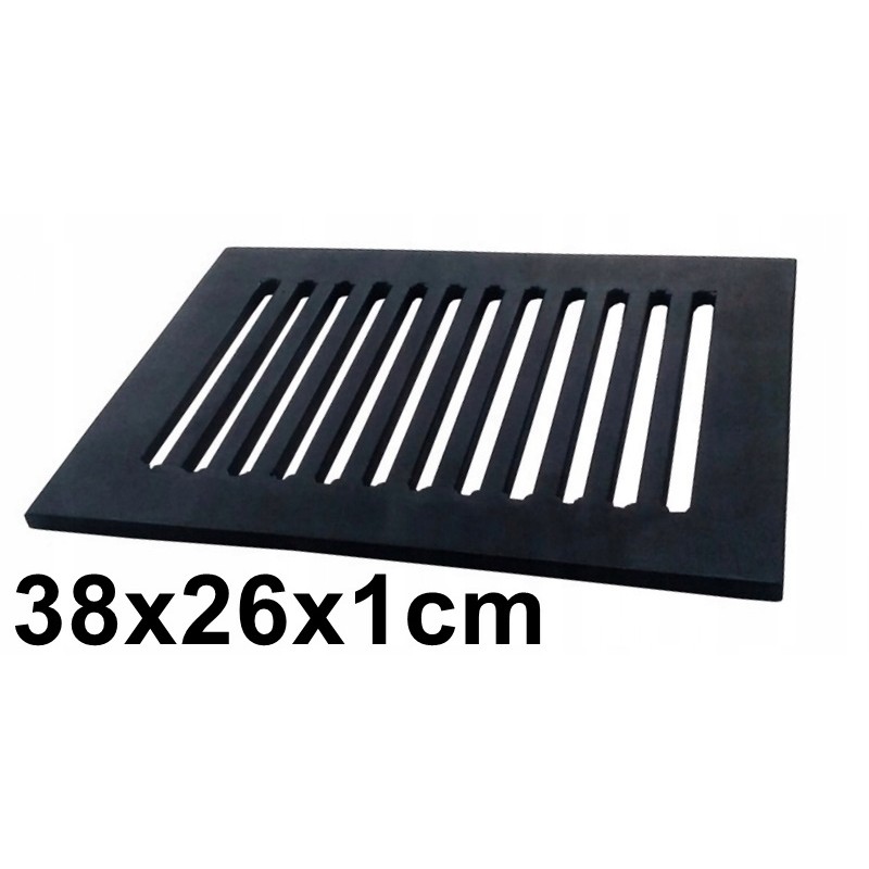 Plazminiu būdu pjaustytos karščiui atsparios plieno grotelės, matmenys 38x26 cm, storis 10 mm.