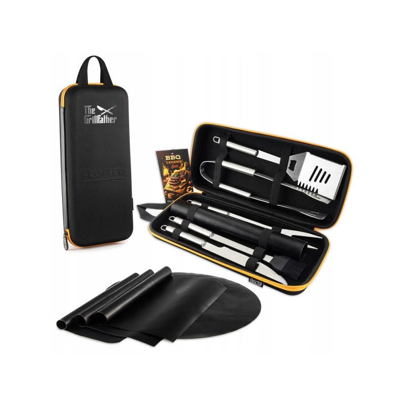 Grillfather bbq legend rinkinys - grilio priedų rinkinys tėčiui + prijuostė