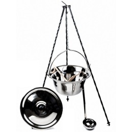 Hungarian stainless steel cauldron 8l stand 120 cm + lid + spoon and ladle