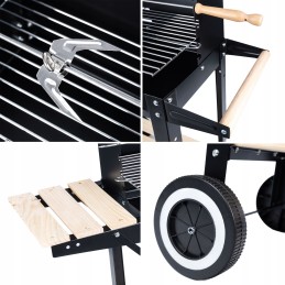 Sodo kepsninė su anglimis ant ratų, didelis iešmas, lentynos, grilis + nemokamas šepetys