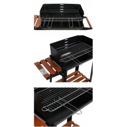 Dārza ogļu grils uz ritenīšiem ar plauktu, restes platums un augstums 48x26,5 cm