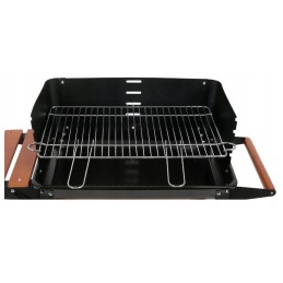 Charcoal garden grill on wheels with shelf grate 48x26.5cm wide high