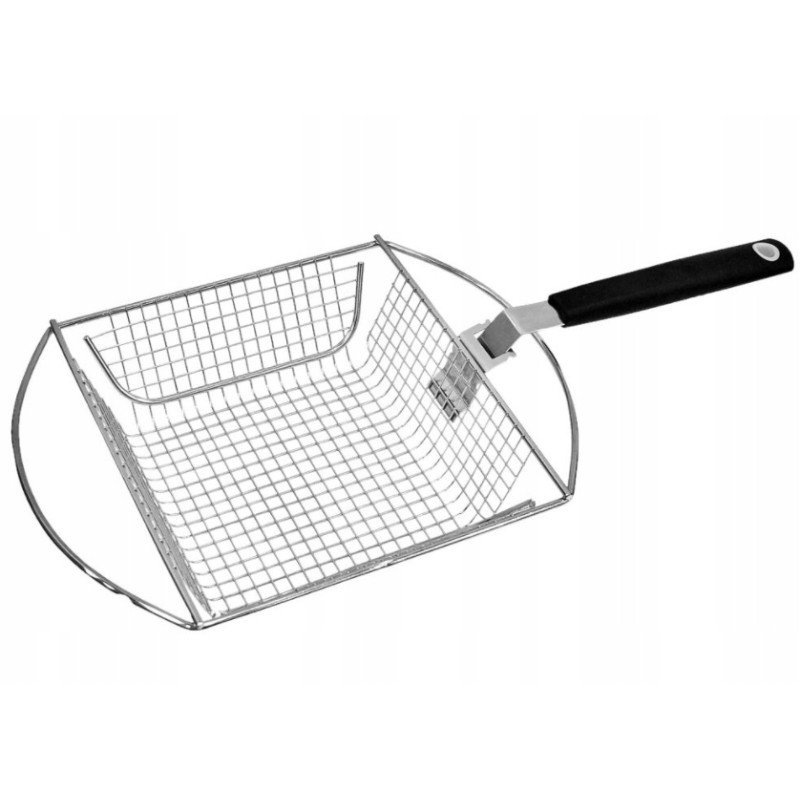 Basket with removable handle for grilling vegetables and meat