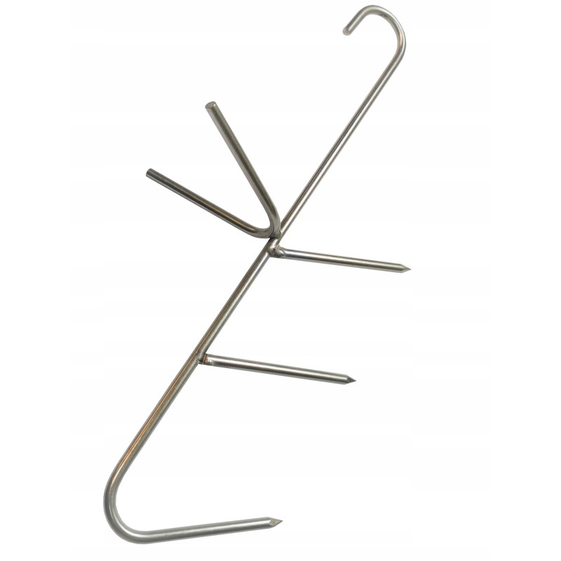 Trigubas rūkymo kabliukas, didelis, tiesus, nejuodingas, ilgas, 300 mm, storis, 5 mm