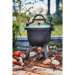 Emaliuotas ketaus katilas, vengriškas medžioklės puodas laužo griliui, 8l