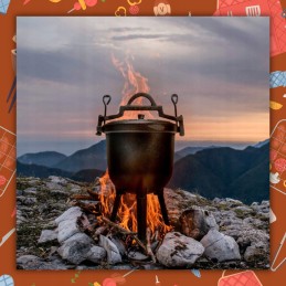 Emaliuotas ketaus katilas, vengriškas medžioklės puodas laužo griliui, 8l