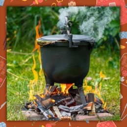 Emaliuotas ketaus katilas, vengriškas medžioklės puodas laužo griliui, 8l