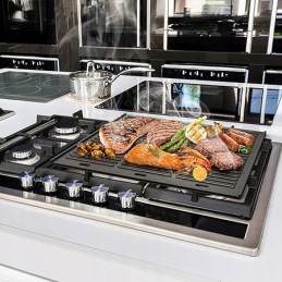 Tik ugnies ketaus keptuvė 48,5 x 40 cm, universali bbq plancha dujiniam griliui, anglies grilis, tinkamas naudoti iš abiejų pusi