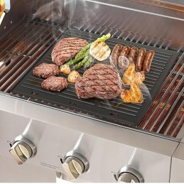 Tik ugnies ketaus keptuvė 48,5 x 40 cm, universali bbq plancha dujiniam griliui, anglies grilis, tinkamas naudoti iš abiejų pusi