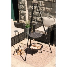 Kepsninė, pakabinamas trikojis, sodo laužavietė, laužavietė, grotelės