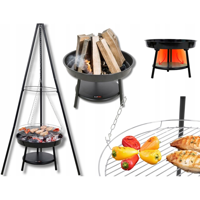 ️Sodo kepsninė su anglimis, pakabinamas židinys, 46cm grotelės