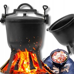 Puikus ketaus medžioklės puodas, 4 litrai, laužui + nemokamai