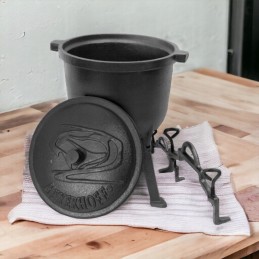 Puikus ketaus medžioklės puodas, 4 litrai, laužui + nemokamai