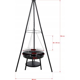 ️Sodo kepsninė su anglimis, pakabinamas židinys, 46cm grotelės