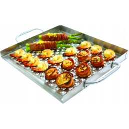 Perforated stainless steel roasting pan