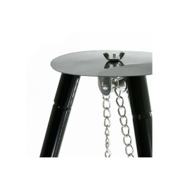 Trikojis sodo grilis su grotelėmis, sodo laužavietė, pakabinamas grilis