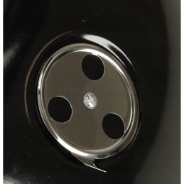 Garden charcoal grill for briquettes, closed, with a cover, ventilation and a shelf