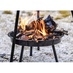 Trikojis sodo grilis su grotelėmis, sodo laužavietė, pakabinamas grilis