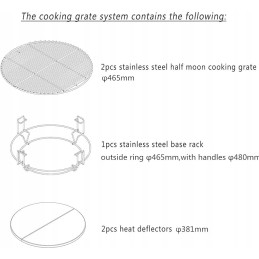 Kepimo sistema onlyfire gcg-8552 (2x grotelės, 1x grotelės, 2x šilumos nukreipikliai) tinka keraminėms kepsninėms, dideliems žal