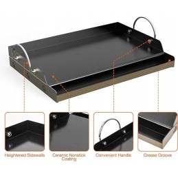 Keraminė neprideganti tik ugnies plancha keptuvė, skirta daugumai dujinių ir anglinių grilių, skirtų kepti 46x32x7cm