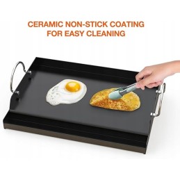 Keraminė neprideganti tik ugnies plancha keptuvė, skirta daugumai dujinių ir anglinių grilių, skirtų kepti 46x32x7cm